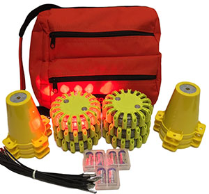 PowerFlare Kit with cones and lights.